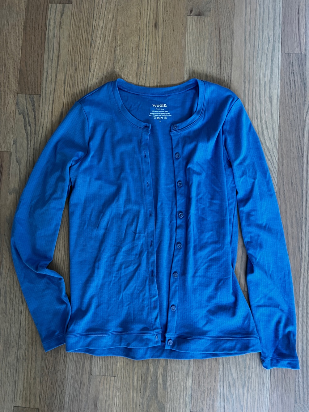Wool& Celeste Cardigan Blue Jay Size S Merino Wool Natural Fibers Button up